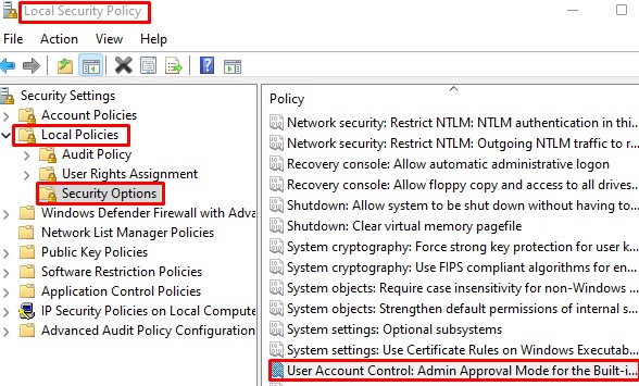 Allow The Admin Approval Mode For The Built-in Account -local security policy#2