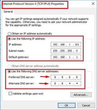 Causes Of Domain Specified Is Not Available Error - Modify the DNS Server Address#5