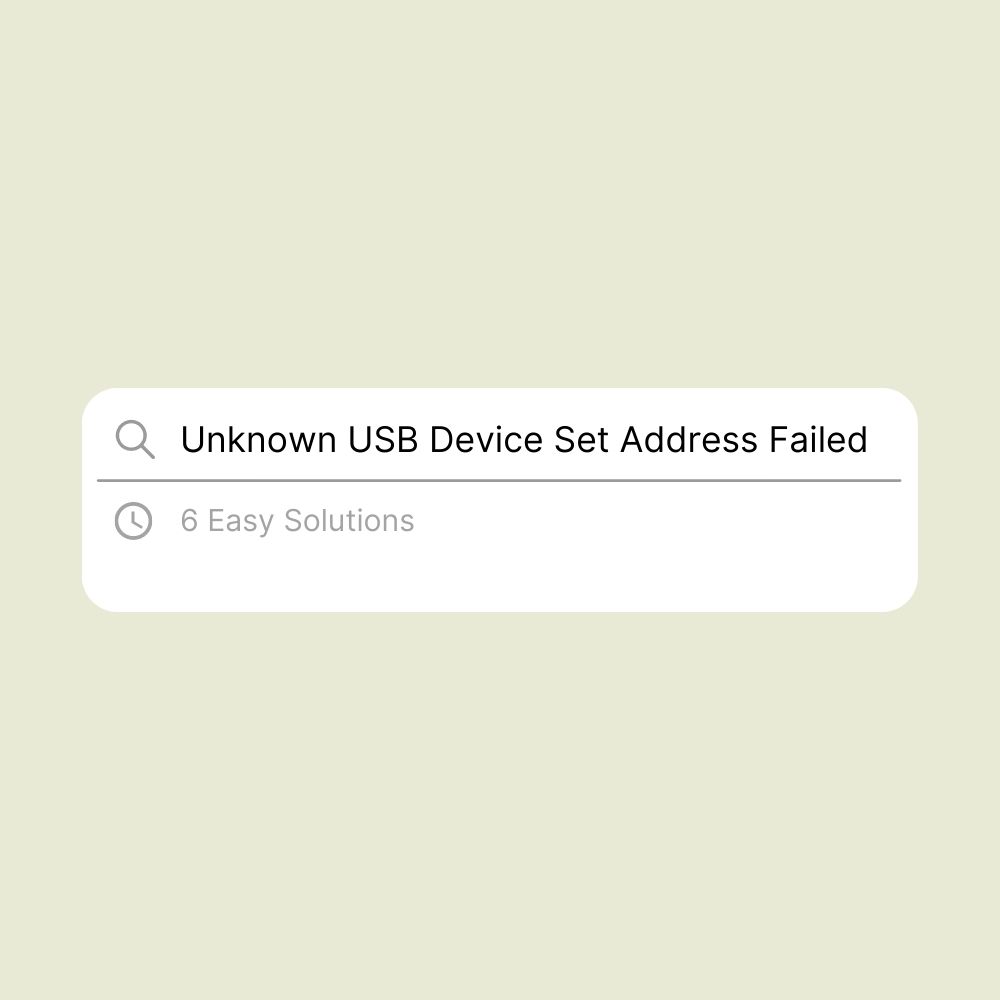 Unknown USB Device Set Address Failed
