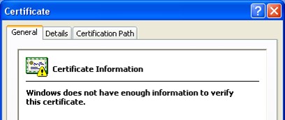 What Causes The  Windows Does Not Have Enough Information To Verify This Certificate Issue