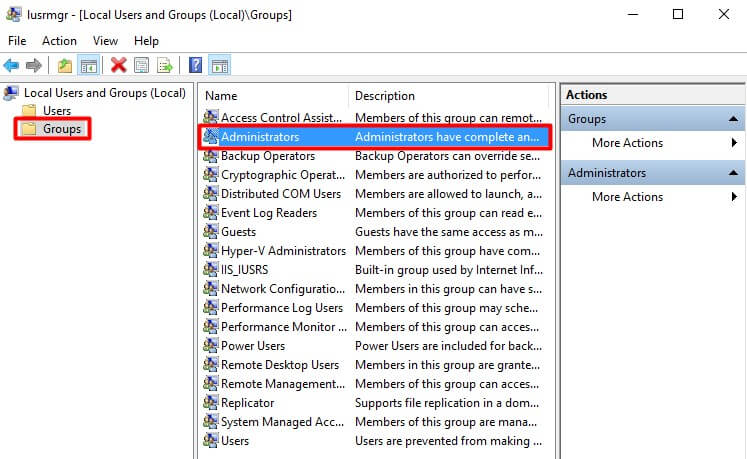 Add Your User Account to the Administrators Group - admin group