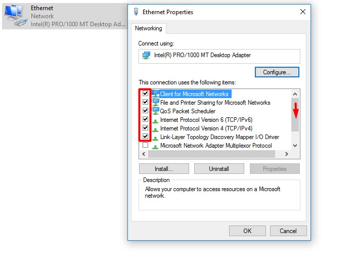Change the Attributes of Your Network - Enable Ethernet Properties