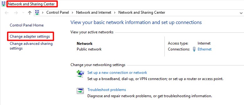 Check Your Antivirus Program - Network Sharing Center - Adapter settings#4