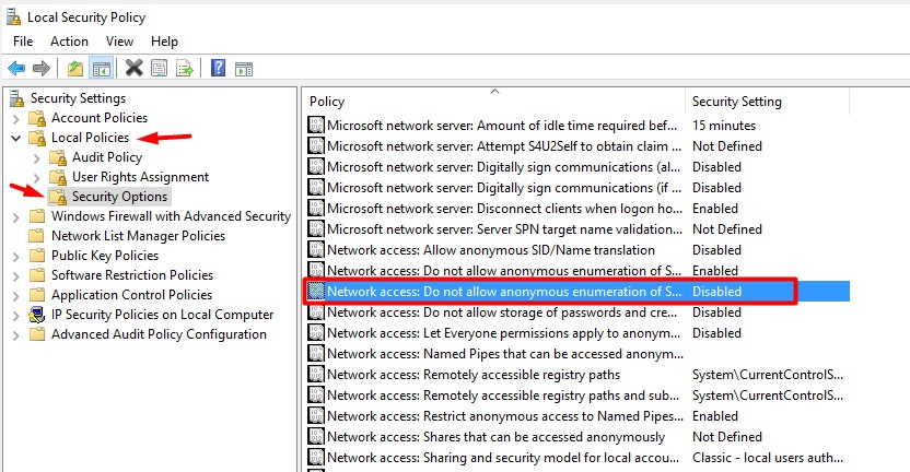 Create a Local Security Policy - Local Security Settings