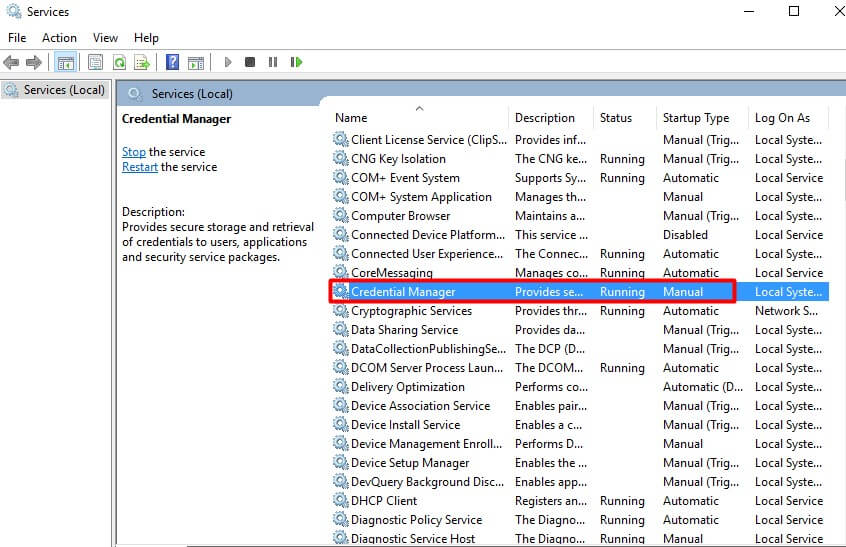 How Do I Turn Off Credential Manager  - Service - Credential Manager