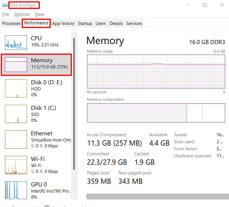 How To Check for Available Physical Memory - task Manger Memory