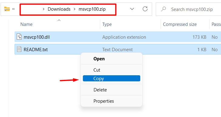 Move The File To The Affected Folder - Copy Msvcp file folder