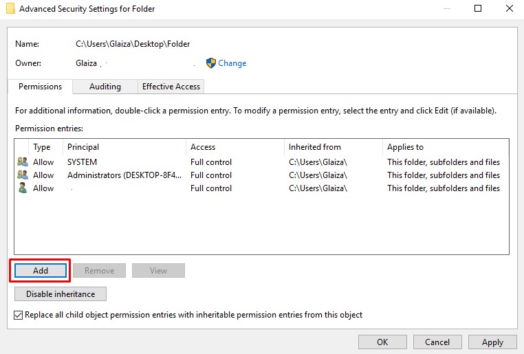  Performing An Ownership Change On The Troublesome Document  - add security settings