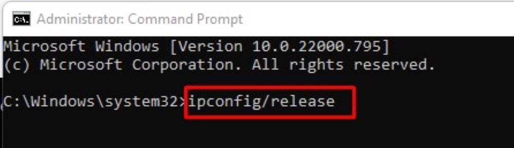 Reboot TCPIP - ipconfig Release