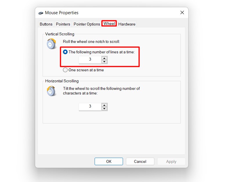 Try to modify the mouse options in your Windows - Wheels and number of lines in windows 8