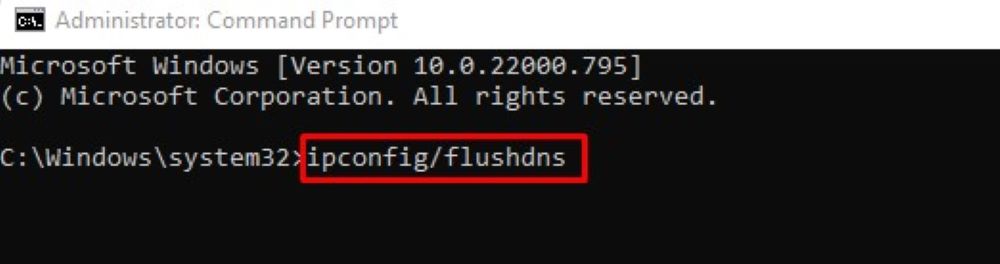 cmd admin ipconfig - Flush The DNS Cache