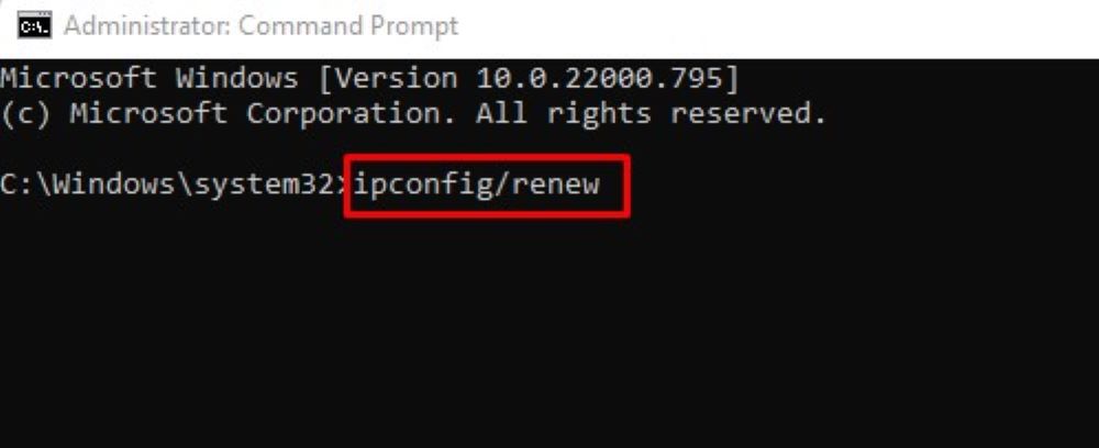 ipconfig - renew - Reboot TCPIP