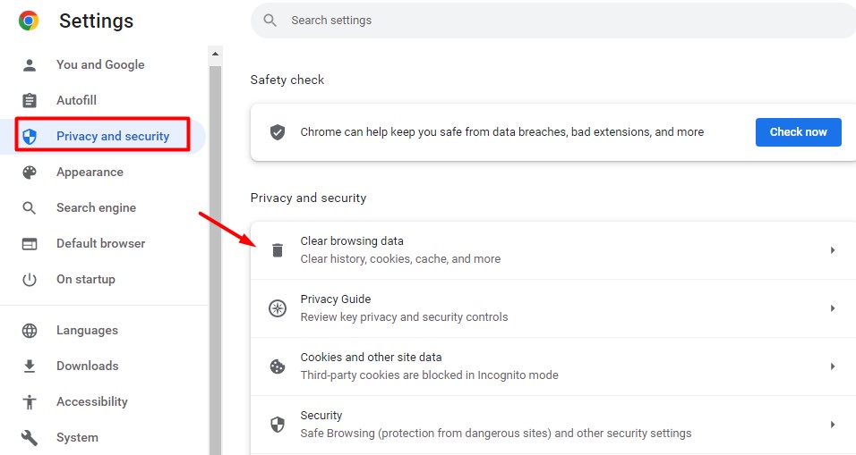 Clear Your Browser Data - Privacy and Security - Clear Browsing Data