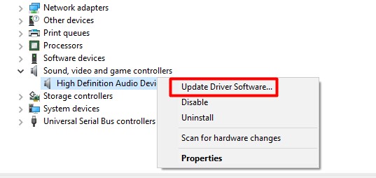 Try Updating or Reinstalling Your Driver - Update Driver - Audio Devices