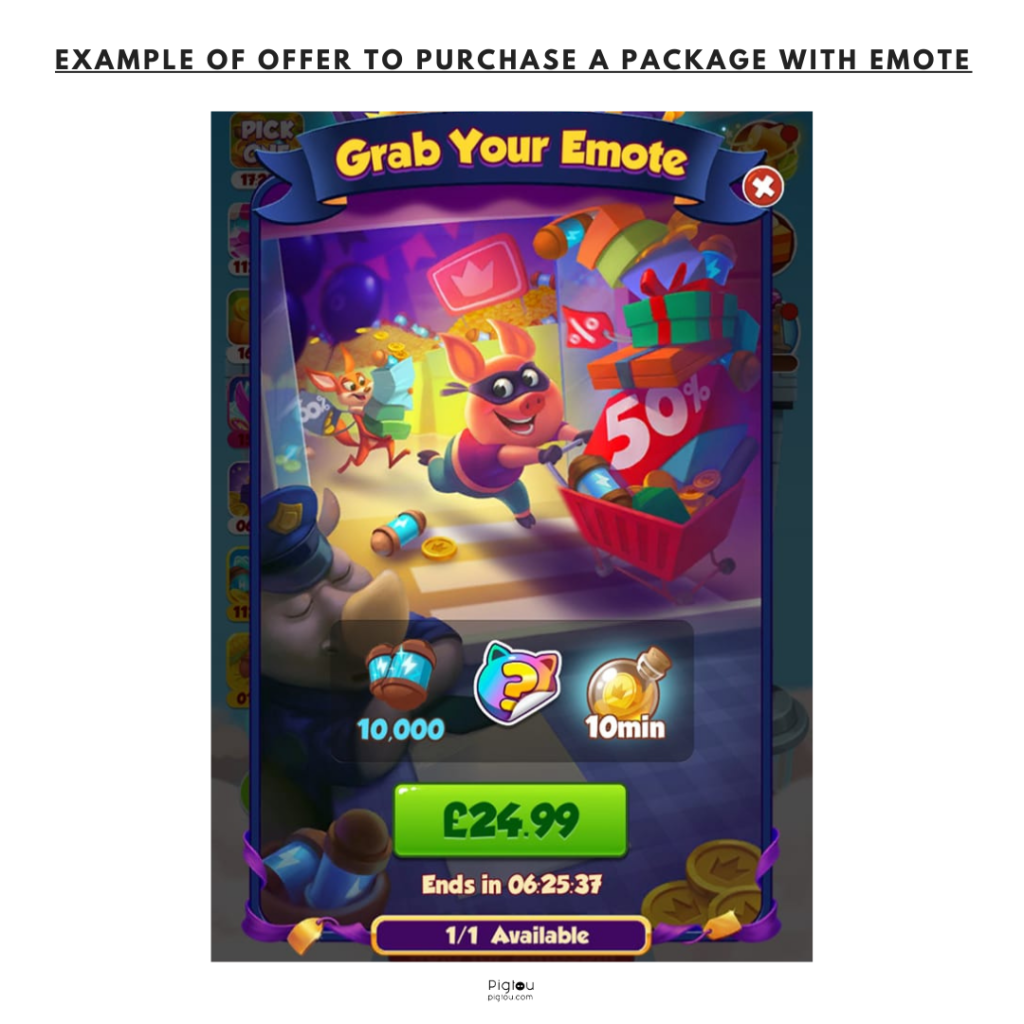 Example of package with emote on Coin Master