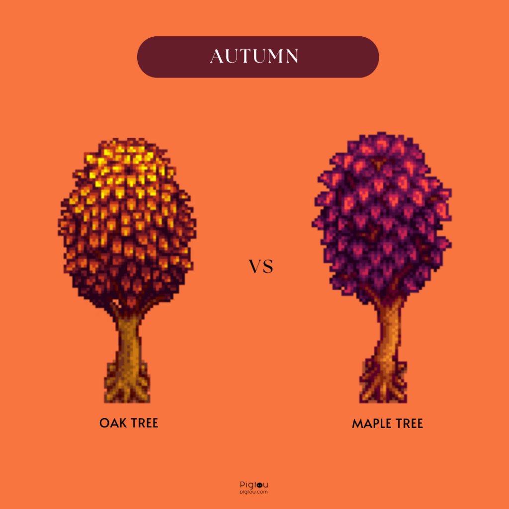 Oak Tree vs Maple Tree in Fall