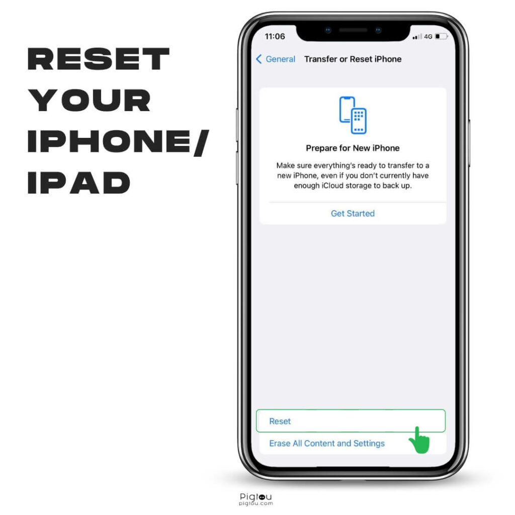 Reset iPhone or iPad