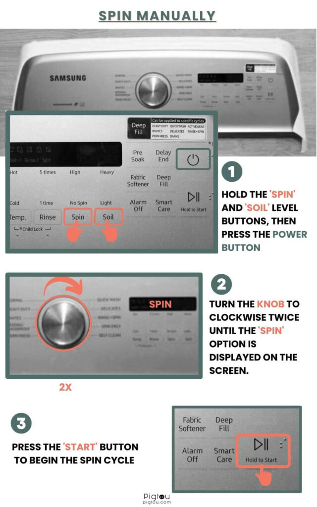 Start a manual spin mode on Samsung washer