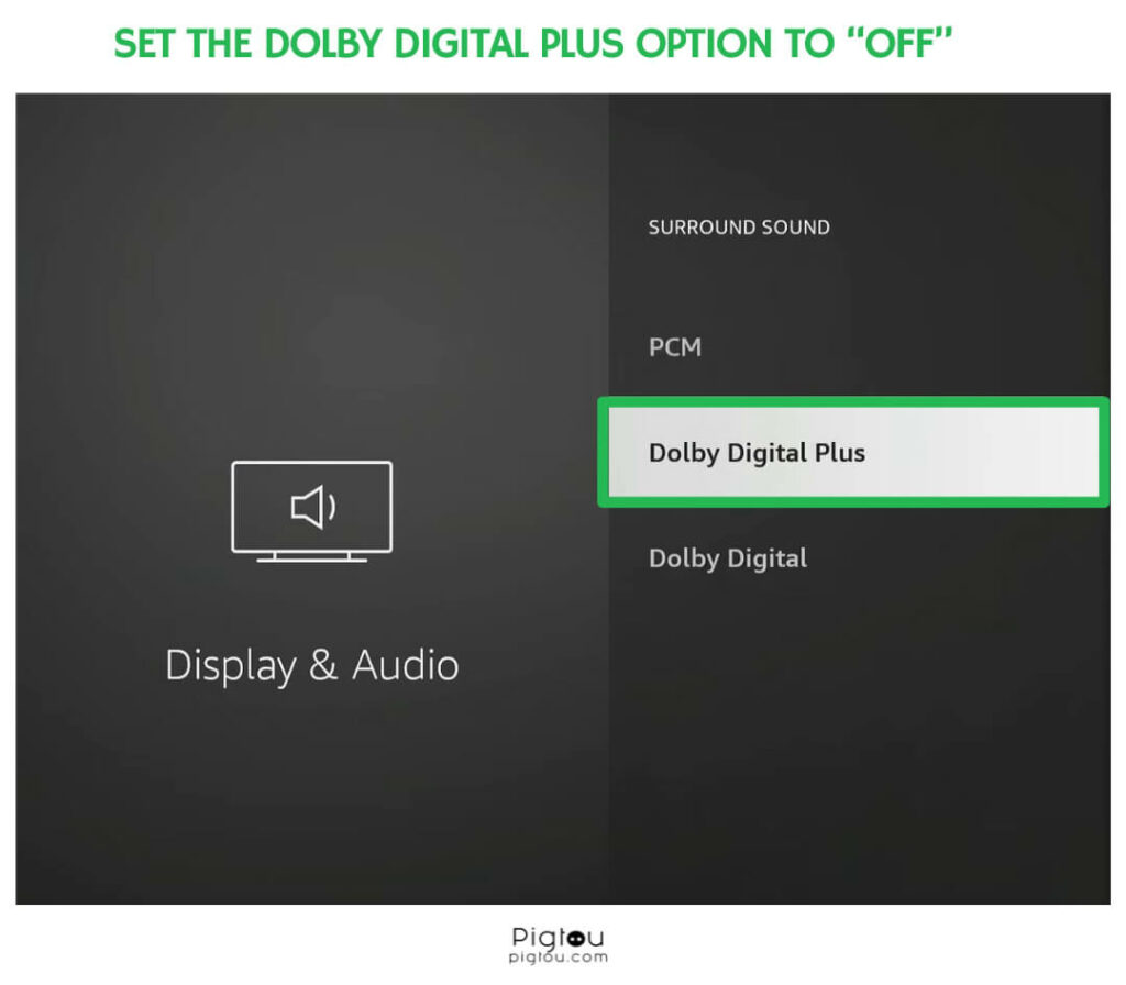 Disable Dolby Digital Plus option