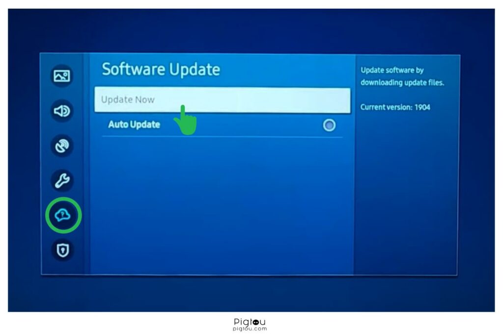 Perform software update on Samsung TV