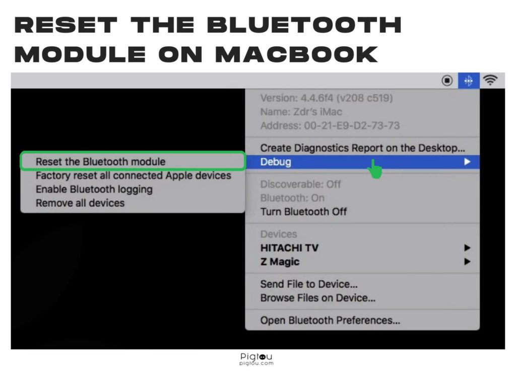 Reset the bluetooth module on MacBook