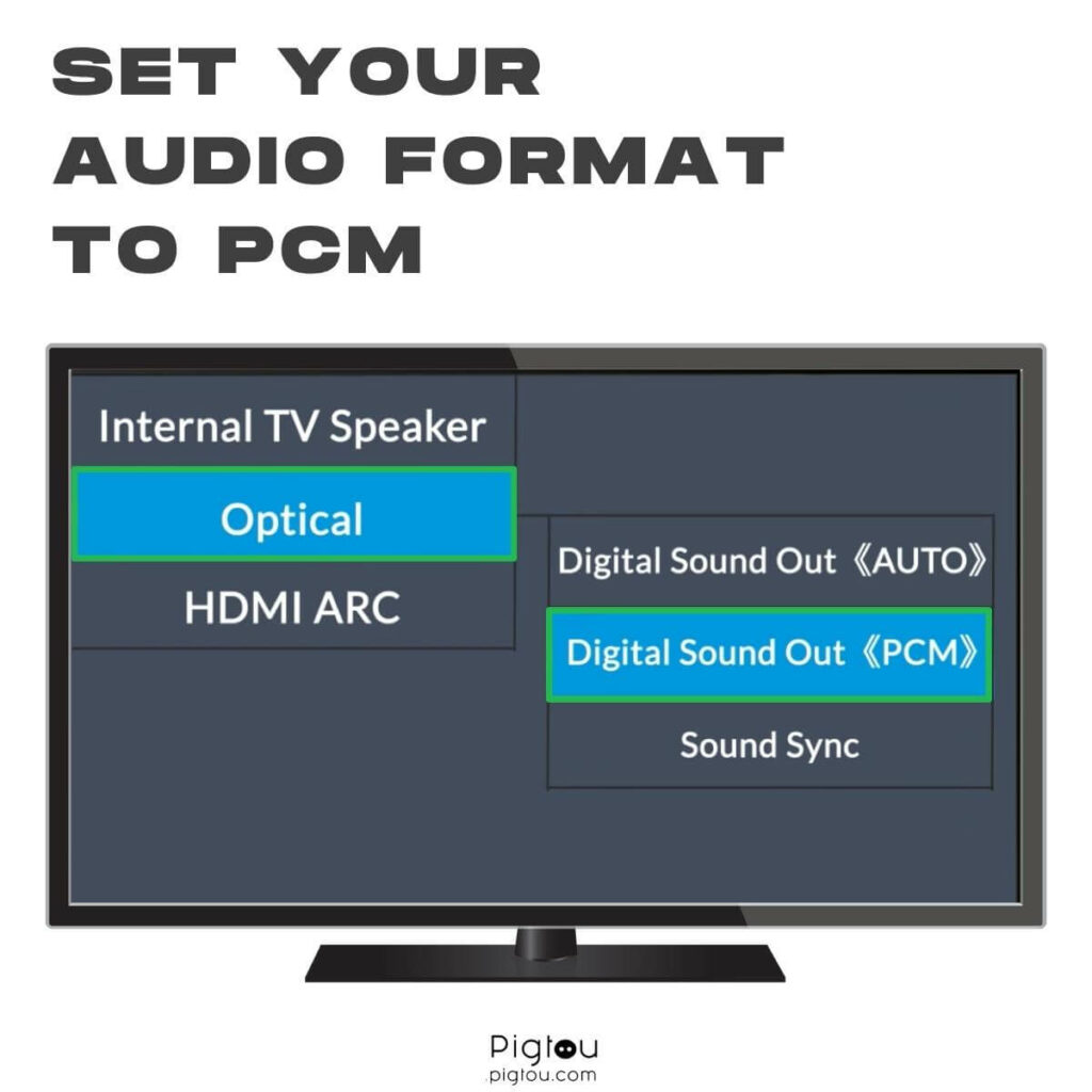Set the audio format to PCM