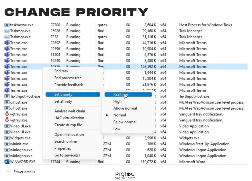 Set higher priority in Task Manager