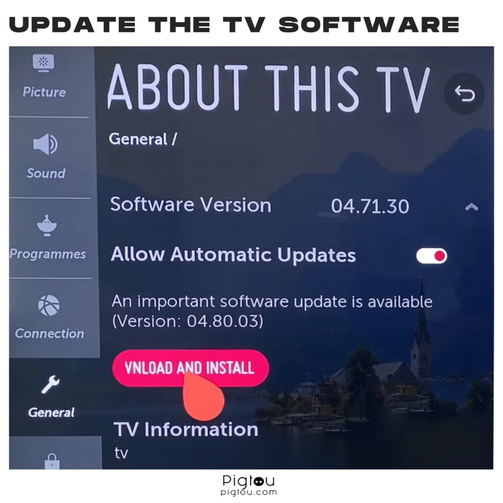 Update the software to the latest version on your LG TV
