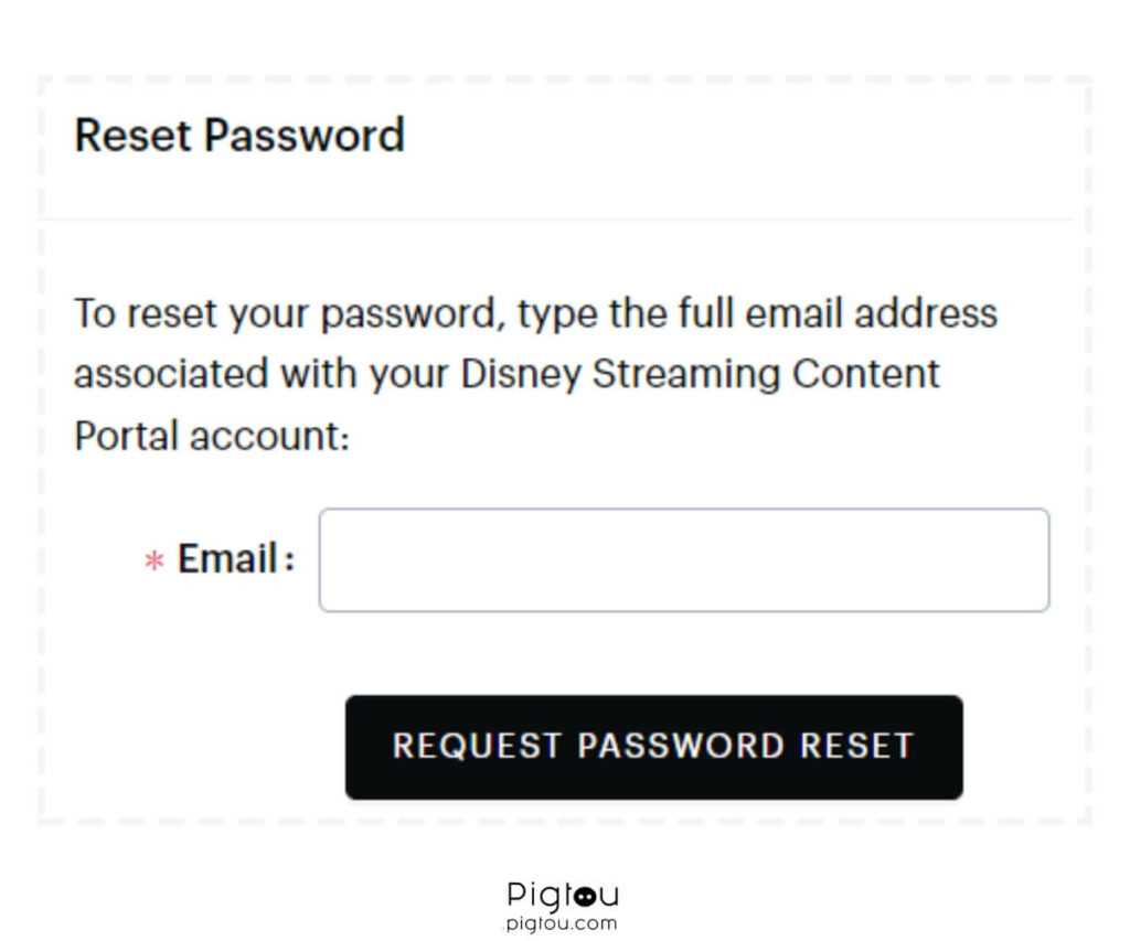 Request password reset on Hulu