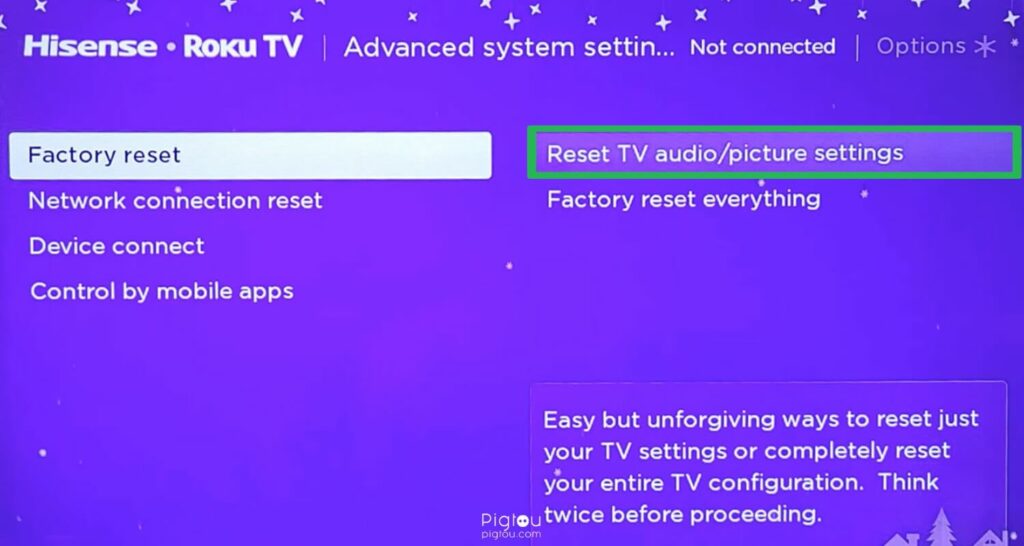 Reset the audio & picture settings