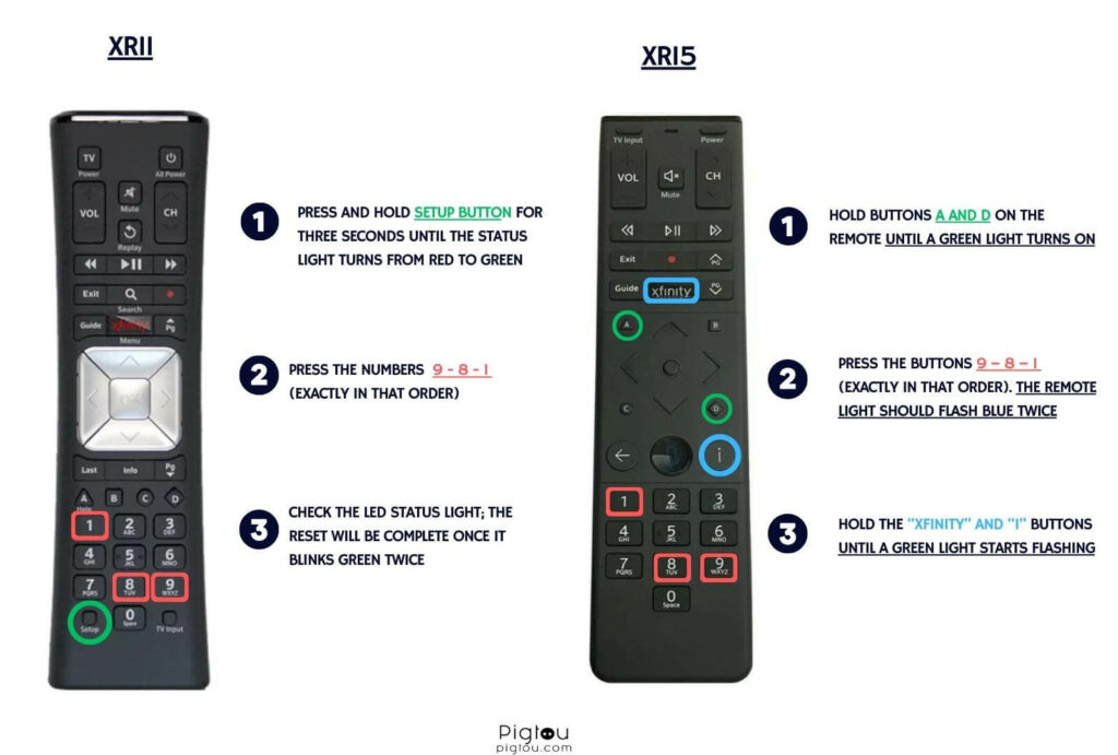 Factory reset xFinity remotes (XR11 and XR15)