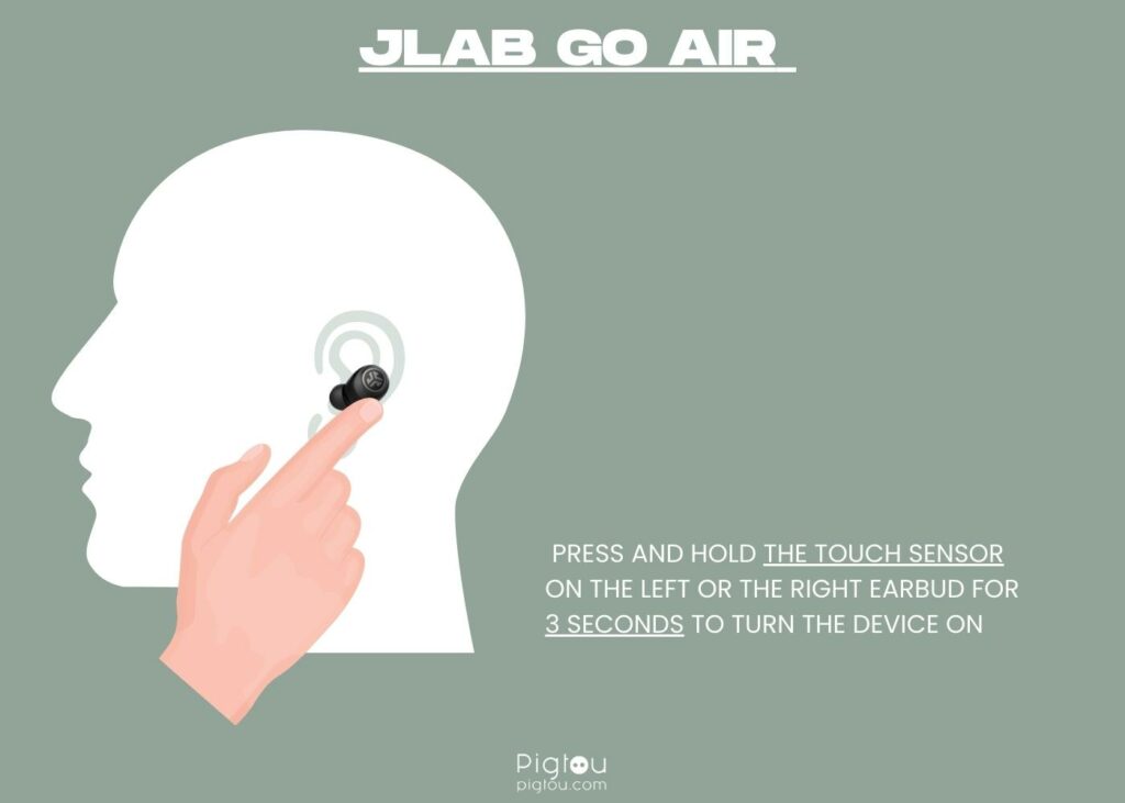 Make sure you're turning JLab Go Air earbuds on correctly
