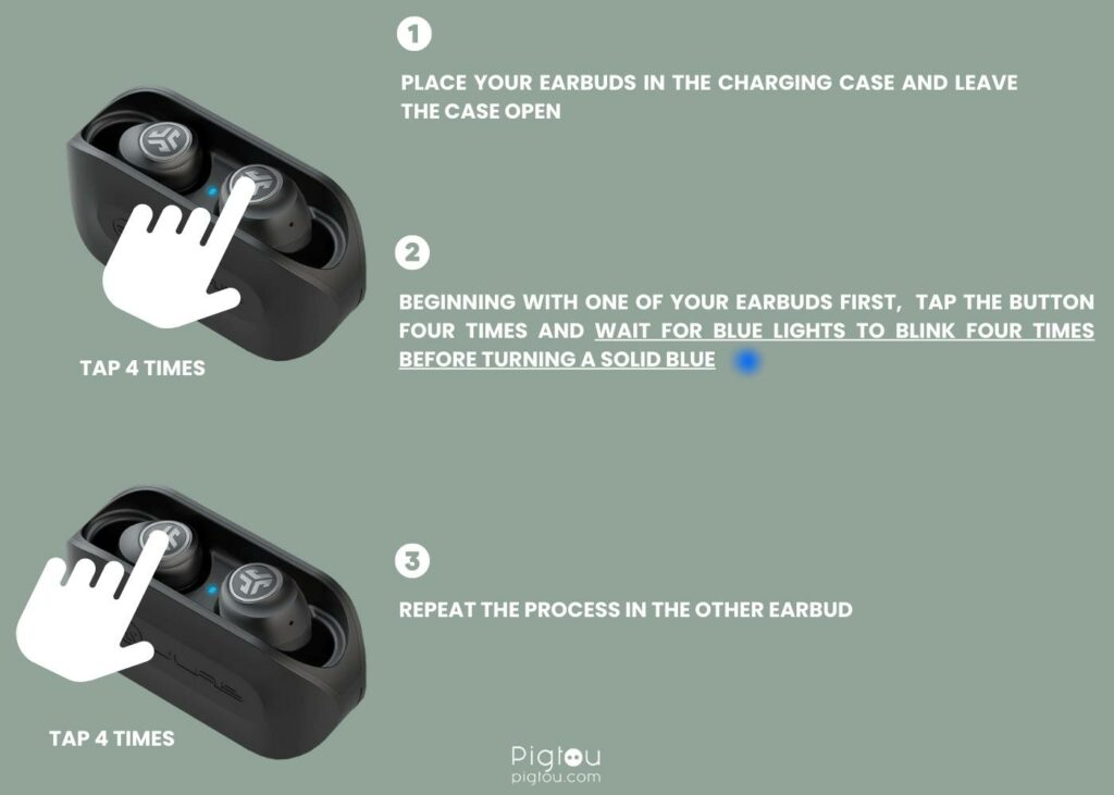 Manually reset the JLab Air earbuds