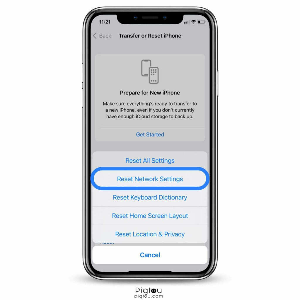 Reset netword settings on iPhone