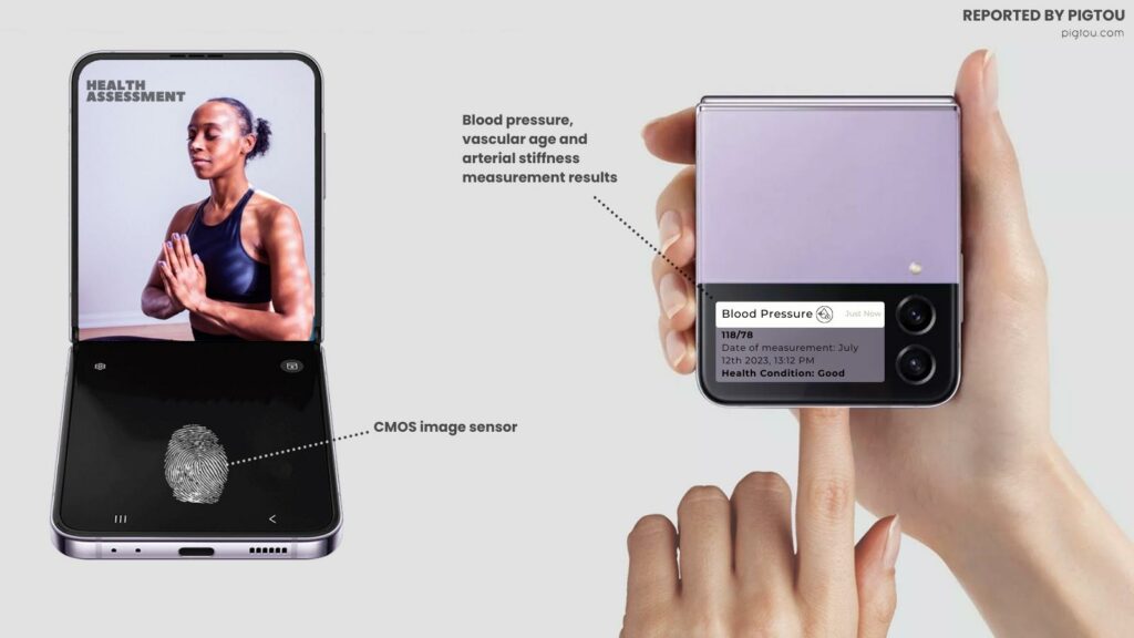 Samsung foldable smartphone with health-measuring sensors