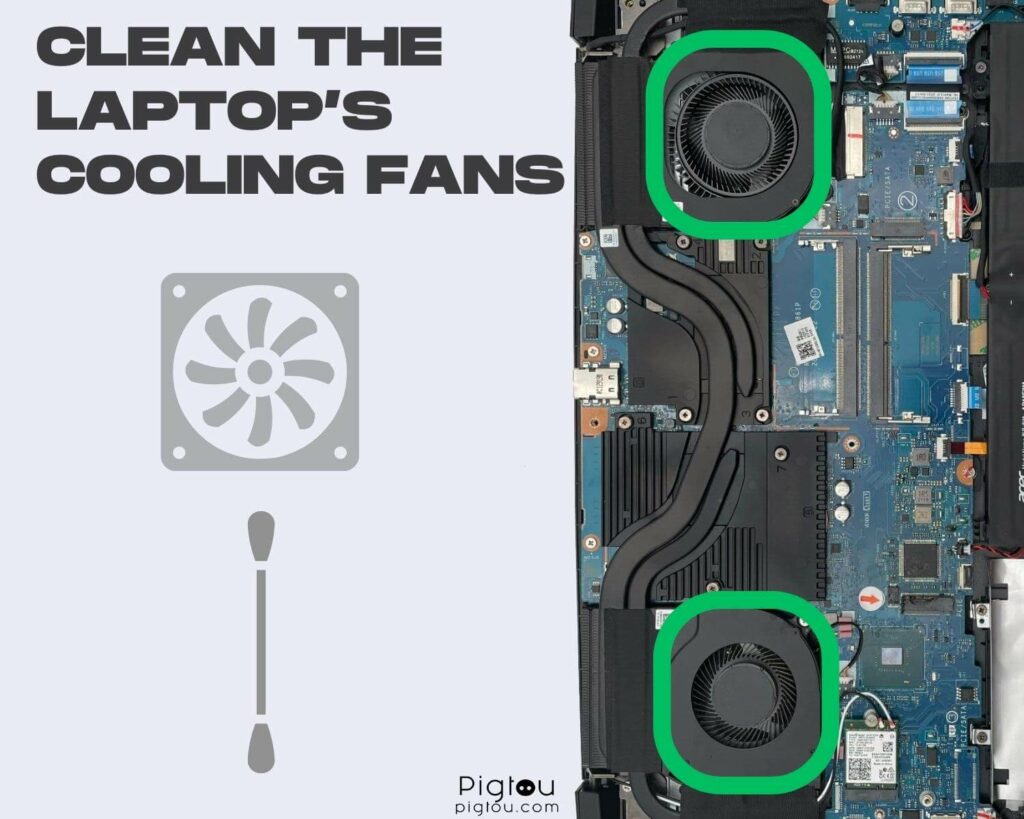 Clean laptop fans from dust