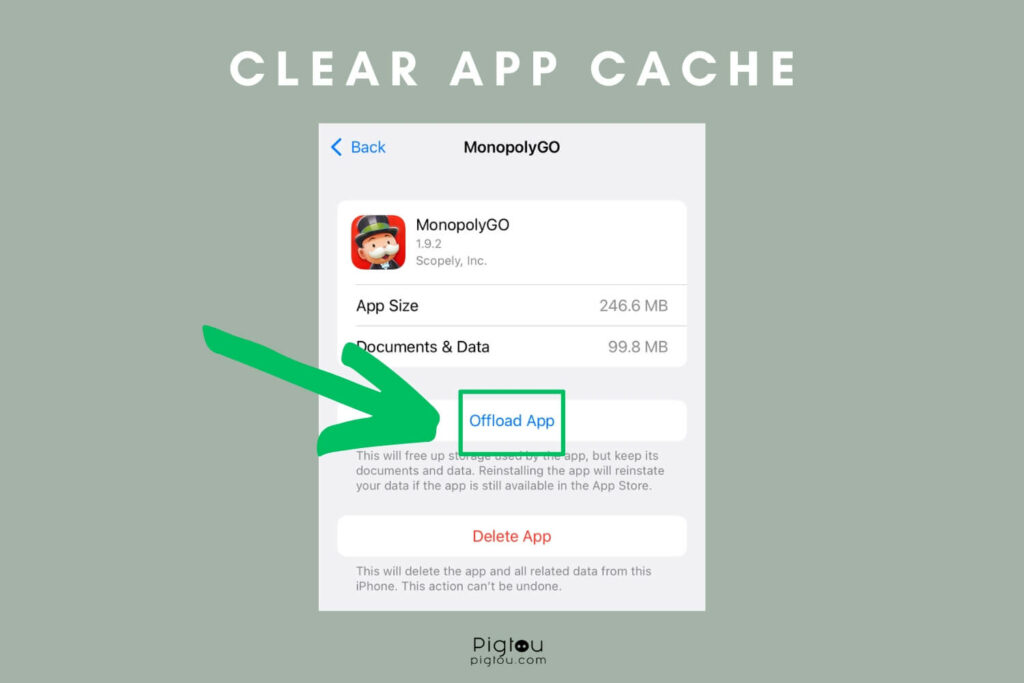 Clear MonopolyGO app cache on iPhone
