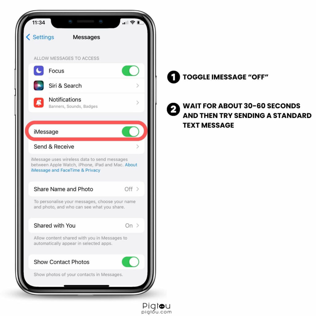 Disable - enable iMessage feature on your iPhone