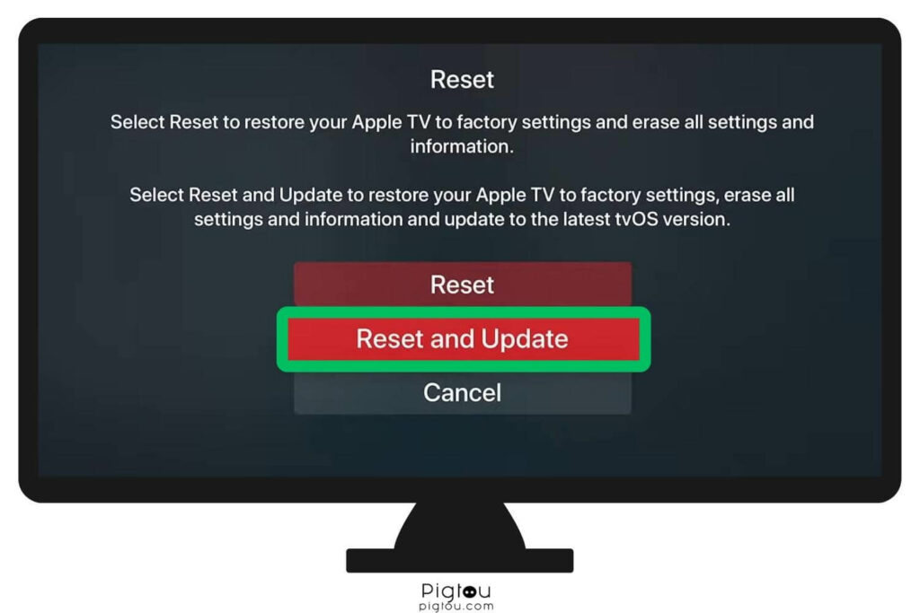 Factory reset Apple TV