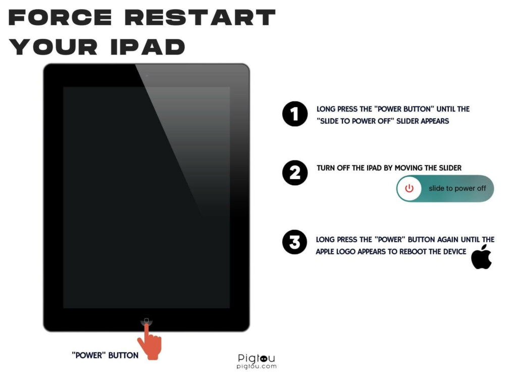 Follow the steps specified to force restart your iPad with home button