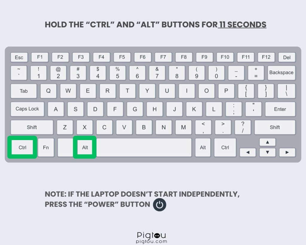 Hold CTRL + ALT keys, then press a power button