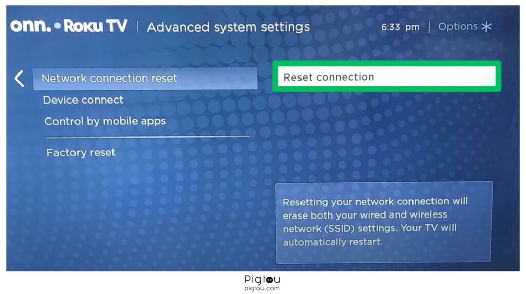 Perform a network connection reset