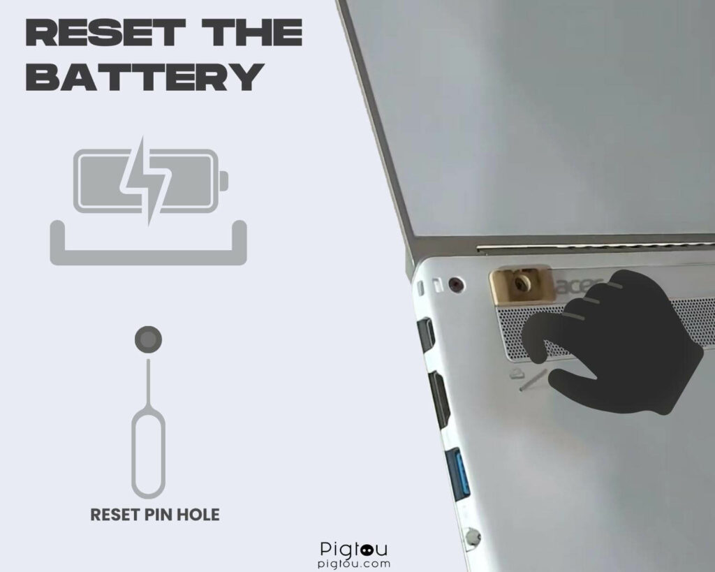 Reset the battery via pinhole