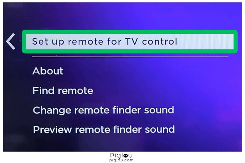 Select 'Setup TV for remote control' option