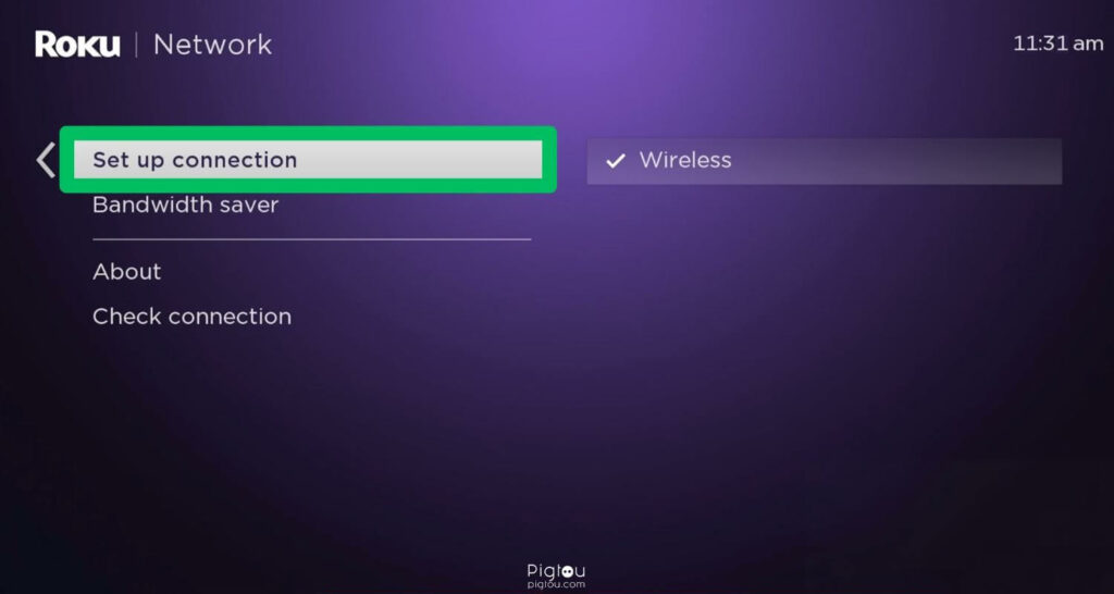 Set up a new connection on Roku