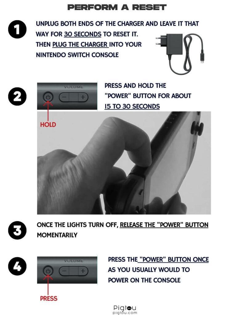 Follow the steps to reset your Nintendo Switch