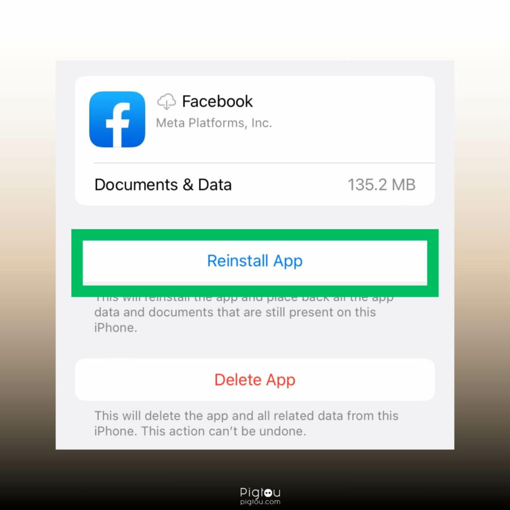 Reinstall Facebook app on iPhone